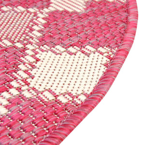 Magenta 10' x 10' Outdoor Trellis Round Area Rug Weather Resistant for Patio, Deck, Terrace, Balcony, Porch Geometric Design Water Safe Outside Carpet for Sale at Rug Engine