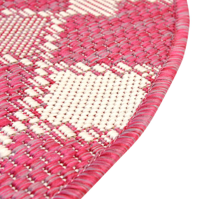 Magenta 10' x 10' Outdoor Trellis Round Area Rug Weather Resistant for Patio, Deck, Terrace, Balcony, Porch Geometric Design Water Safe Outside Carpet for Sale at Rug Engine