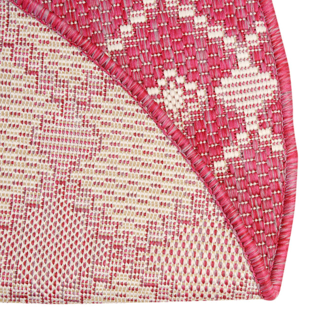 Magenta 10' x 10' Outdoor Trellis Round Area Rug Weather Resistant for Patio, Deck, Terrace, Balcony, Porch Geometric Design Water Safe Outside Carpet for Sale at Rug Engine