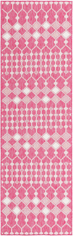 Magenta 2' 7 x 10' Outdoor Trellis Runner Area Rug Weather Resistant for Patio, Deck, Terrace, Balcony, Porch Geometric Design Water Safe Outside Carpet for Sale at Rug Engine
