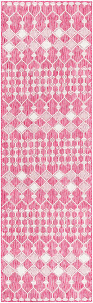 Magenta 2' 7 x 10' Outdoor Trellis Runner Area Rug Weather Resistant for Patio, Deck, Terrace, Balcony, Porch Geometric Design Water Safe Outside Carpet for Sale at Rug Engine