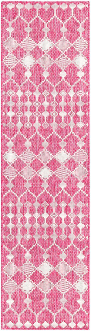 Magenta 2' x 8' Outdoor Trellis Runner Area Rug Weather Resistant for Patio, Deck, Terrace, Balcony, Porch Geometric Design Water Safe Outside Carpet for Sale at Rug Engine