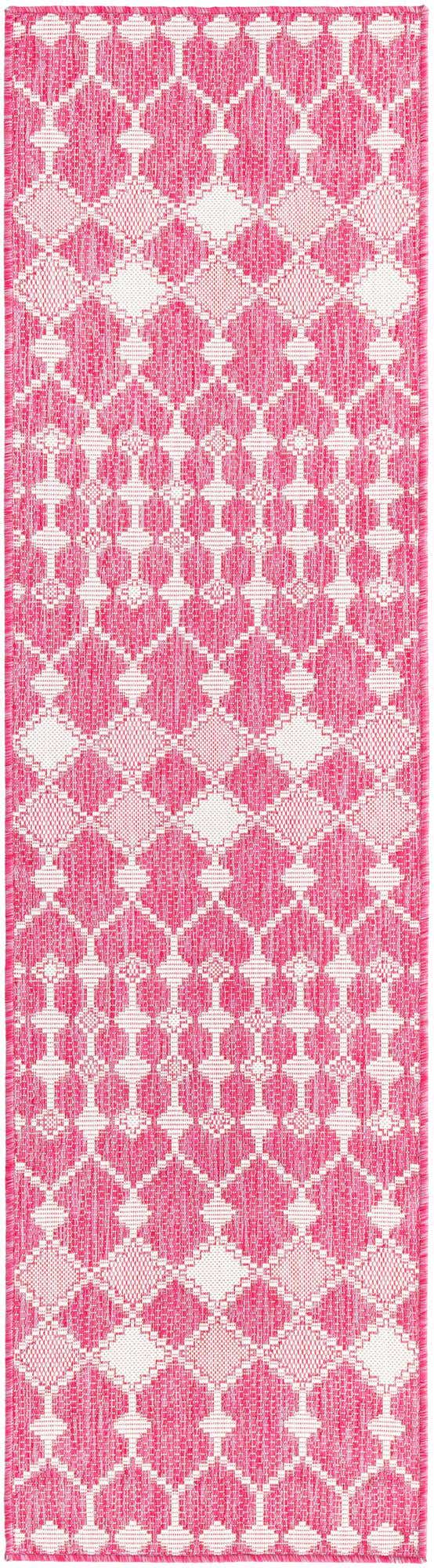 Magenta 2' x 8' Outdoor Trellis Runner Area Rug Weather Resistant for Patio, Deck, Terrace, Balcony, Porch Geometric Design Water Safe Outside Carpet for Sale at Rug Engine