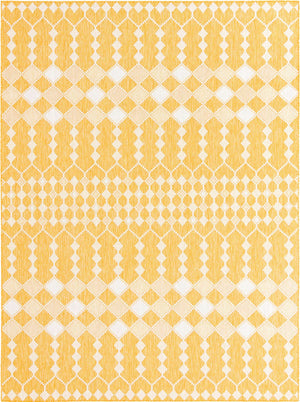 Yellow 9' x 12' Outdoor Trellis Rectangle Rug