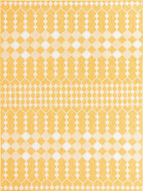 Yellow 9' x 12' Outdoor Trellis Rectangle Rug