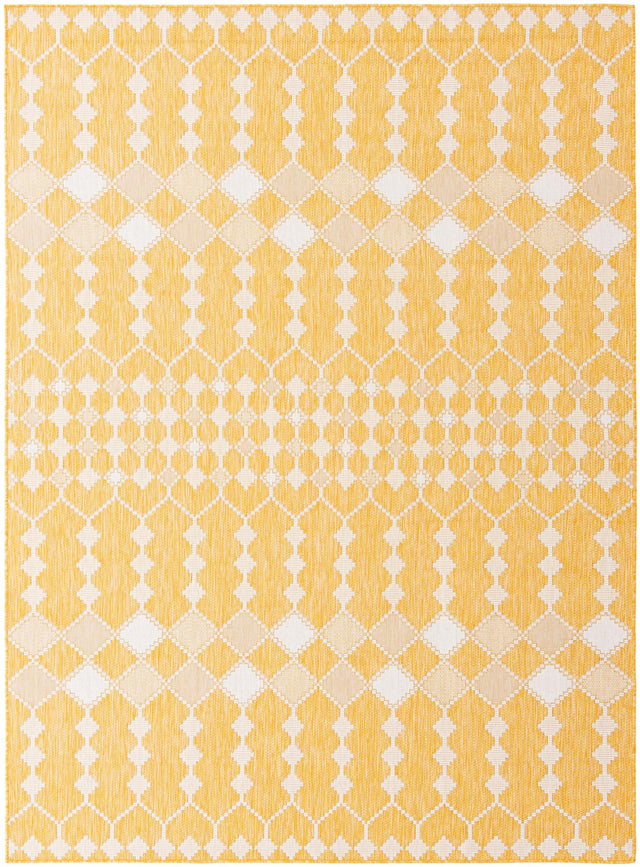 Yellow 7' 10 x 11' Outdoor Trellis Rectangle Area Rug Weather Resistant for Patio, Deck, Terrace, Balcony, Porch Geometric Design Water Safe Outside Carpet for Sale at Rug Engine