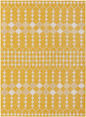 Yellow 7' 10 x 11' Outdoor Trellis Rectangle Area Rug Weather Resistant for Patio, Deck, Terrace, Balcony, Porch Geometric Design Water Safe Outside Carpet for Sale at Rug Engine