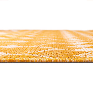 Yellow 5' 3 x 8' Outdoor Trellis Rectangle Area Rug Weather Resistant for Patio, Deck, Terrace, Balcony, Porch Geometric Design Water Safe Outside Carpet for Sale at Rug Engine