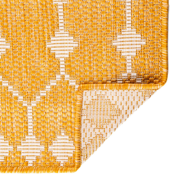 Yellow 5' 3 x 8' Outdoor Trellis Rectangle Area Rug Weather Resistant for Patio, Deck, Terrace, Balcony, Porch Geometric Design Water Safe Outside Carpet for Sale at Rug Engine