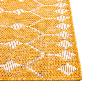 Yellow 7' 10 x 11' Outdoor Trellis Rectangle Area Rug Weather Resistant for Patio, Deck, Terrace, Balcony, Porch Geometric Design Water Safe Outside Carpet for Sale at Rug Engine