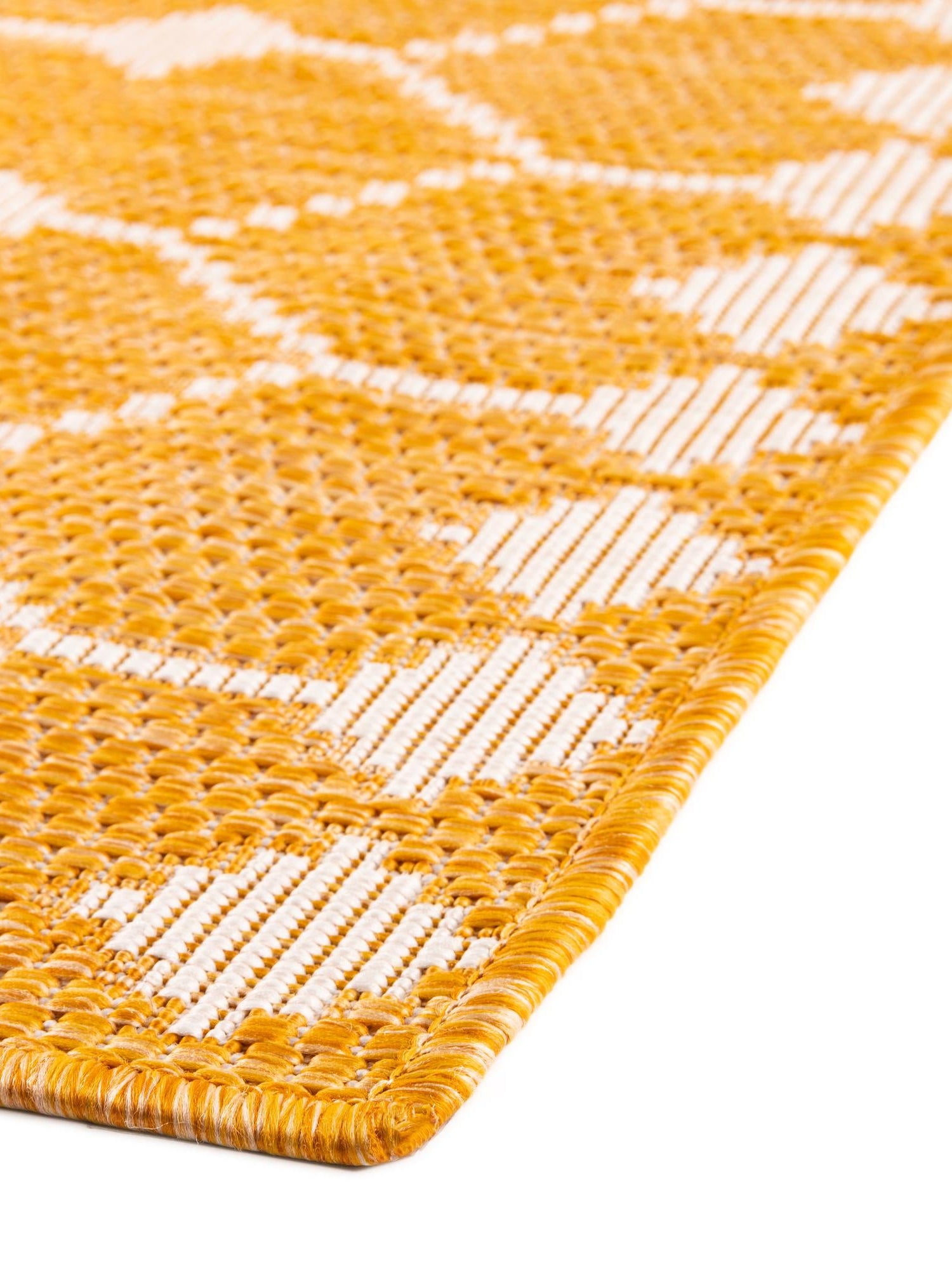 Yellow 2' 7 x 10' Outdoor Trellis Runner Area Rug Weather Resistant for Patio, Deck, Terrace, Balcony, Porch Geometric Design Water Safe Outside Carpet for Sale at Rug Engine