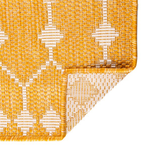 Yellow 2' x 6' 1 Outdoor Trellis Runner Area Rug Weather Resistant for Patio, Deck, Terrace, Balcony, Porch Geometric Design Water Safe Outside Carpet for Sale at Rug Engine