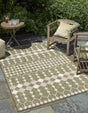 Green 9' x 12' Outdoor Trellis Rectangle Area Rug Weather Resistant for Patio, Deck, Terrace, Balcony, Porch Geometric Design Water Safe Outside Carpet for Sale at Rug Engine
