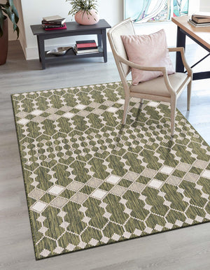 Green 2' x 3' 1 Outdoor Trellis Rectangle Area Rug Weather Resistant for Patio, Deck, Terrace, Balcony, Porch Geometric Design Water Safe Outside Carpet for Sale at Rug Engine