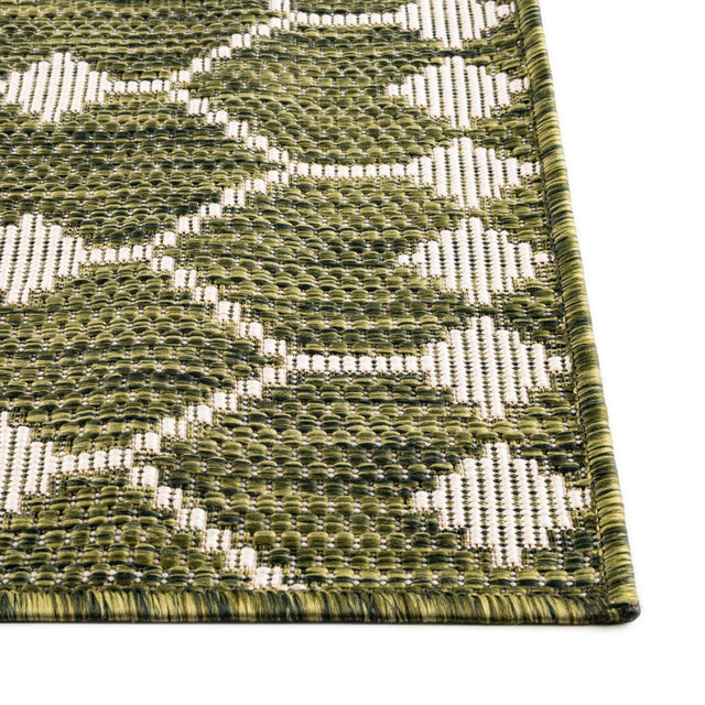 Green 4' 1 x 6' 1 Outdoor Trellis Rectangle Area Rug Weather Resistant for Patio, Deck, Terrace, Balcony, Porch Geometric Design Water Safe Outside Carpet for Sale at Rug Engine