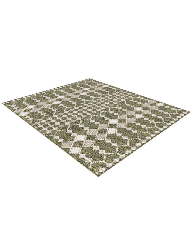 Green 4' 1 x 6' 1 Outdoor Trellis Rectangle Area Rug Weather Resistant for Patio, Deck, Terrace, Balcony, Porch Geometric Design Water Safe Outside Carpet for Sale at Rug Engine