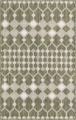 Green 3' 1 x 5' 3 Outdoor Trellis Rectangle Rug