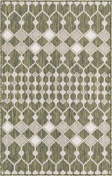 Green 3' 1 x 5' 3 Outdoor Trellis Rectangle Rug