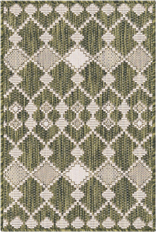 Green 2' x 3' 1 Outdoor Trellis Rectangle Area Rug Weather Resistant for Patio, Deck, Terrace, Balcony, Porch Geometric Design Water Safe Outside Carpet for Sale at Rug Engine