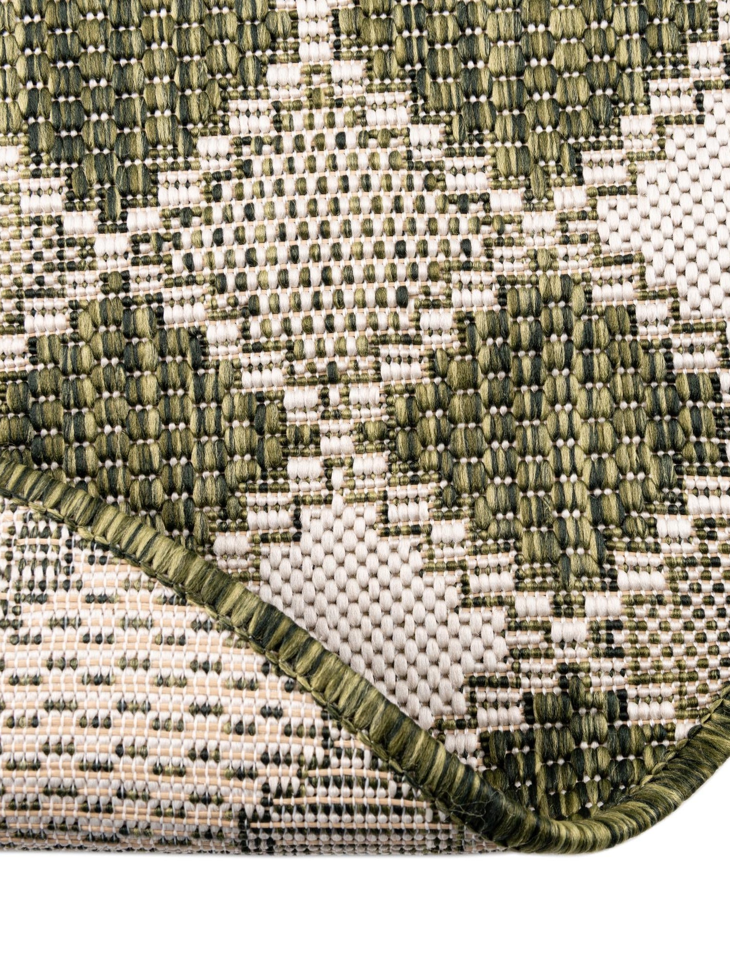 Green 3' 1 x 3' 1 Outdoor Trellis Round Area Rug Weather Resistant for Patio, Deck, Terrace, Balcony, Porch Geometric Design Water Safe Outside Carpet for Sale at Rug Engine