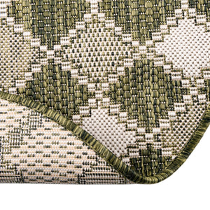 Green 3' 1 x 3' 1 Outdoor Trellis Round Area Rug Weather Resistant for Patio, Deck, Terrace, Balcony, Porch Geometric Design Water Safe Outside Carpet for Sale at Rug Engine