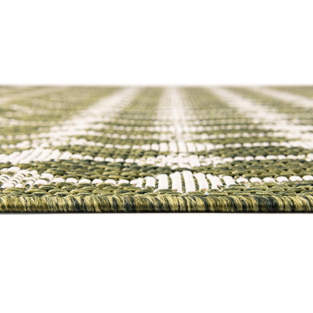 Green 2' x 8' Outdoor Trellis Runner Area Rug Weather Resistant for Patio, Deck, Terrace, Balcony, Porch Geometric Design Water Safe Outside Carpet for Sale at Rug Engine