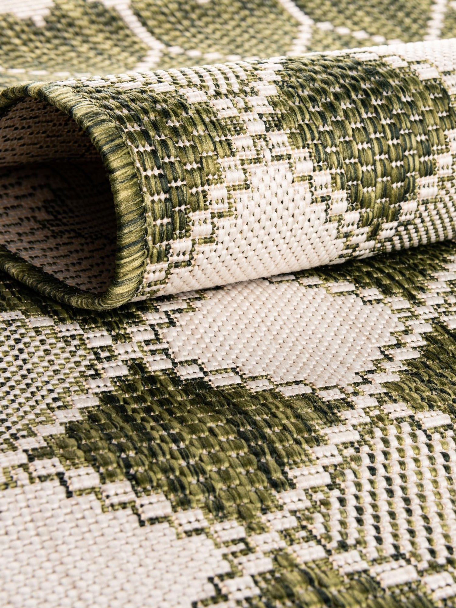 Green 2' x 6' 1 Outdoor Trellis Runner Area Rug Weather Resistant for Patio, Deck, Terrace, Balcony, Porch Geometric Design Water Safe Outside Carpet for Sale at Rug Engine
