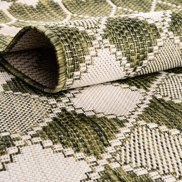 Green 2' x 6' 1 Outdoor Trellis Runner Area Rug Weather Resistant for Patio, Deck, Terrace, Balcony, Porch Geometric Design Water Safe Outside Carpet for Sale at Rug Engine