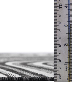 Charcoal Ivory 4' 1 x 6' 1 Outdoor Modern Rectangle Area Rug Weather Resistant for Patio, Deck, Terrace, Balcony, Porch 100% Polypropylene Modern Outside Carpet for Sale at Rug Engine