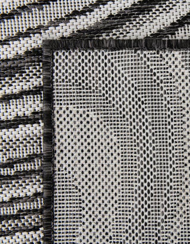Charcoal Ivory 5' 3 x 8' Outdoor Modern Rectangle Area Rug Weather Resistant for Patio, Deck, Terrace, Balcony, Porch 100% Polypropylene Modern Outside Carpet for Sale at Rug Engine