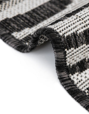 Charcoal Ivory 4' 1 x 6' 1 Outdoor Modern Rectangle Area Rug Weather Resistant for Patio, Deck, Terrace, Balcony, Porch 100% Polypropylene Modern Outside Carpet for Sale at Rug Engine