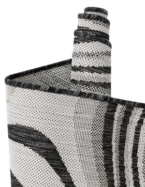 Charcoal Ivory 4' 1 x 6' 1 Outdoor Modern Rectangle Area Rug Weather Resistant for Patio, Deck, Terrace, Balcony, Porch 100% Polypropylene Modern Outside Carpet for Sale at Rug Engine