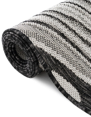 Charcoal Ivory 4' 1 x 6' 1 Outdoor Modern Rectangle Area Rug Weather Resistant for Patio, Deck, Terrace, Balcony, Porch 100% Polypropylene Modern Outside Carpet for Sale at Rug Engine
