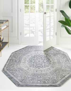 Gray 4' x 4' Aberdeen Octagon Area Rug 60% Polypropylene & 40% Polyester Living Dining Office Room Carpet for Sale at Rug Engine