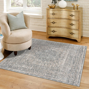 Gray 5' 3 x 5' 3 Aberdeen Square Area Rug 60% Polypropylene & 40% Polyester Living Dining Office Room Carpet for Sale at Rug Engine