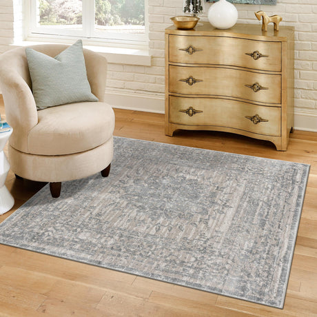 Gray 5' 3 x 5' 3 Aberdeen Square Area Rug 60% Polypropylene & 40% Polyester Living Dining Office Room Carpet for Sale at Rug Engine