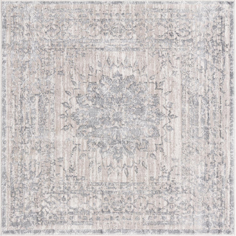 Gray 5' 3 x 5' 3 Aberdeen Square Area Rug 60% Polypropylene & 40% Polyester Living Dining Office Room Carpet for Sale at Rug Engine