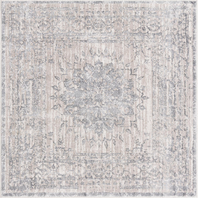 Gray 5' 3 x 5' 3 Aberdeen Square Area Rug 60% Polypropylene & 40% Polyester Living Dining Office Room Carpet for Sale at Rug Engine