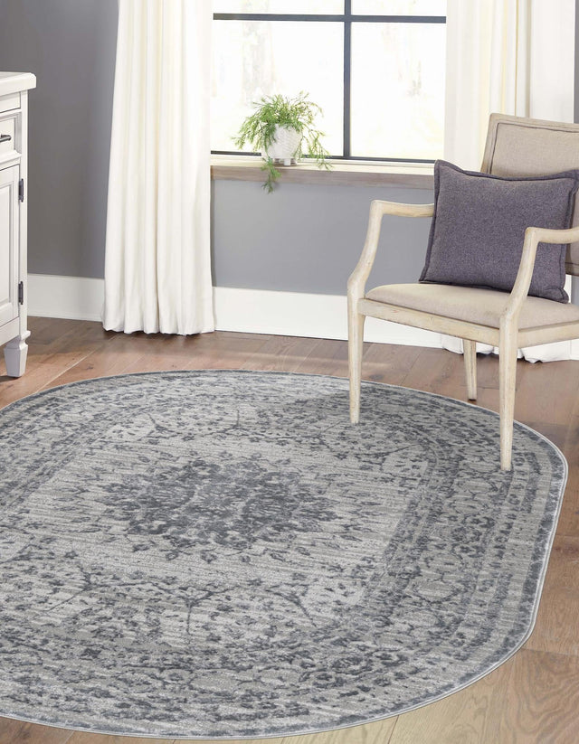 Gray 5' 3 x 8' Aberdeen Oval Area Rug 60% Polypropylene & 40% Polyester Living Dining Office Room Carpet for Sale at Rug Engine