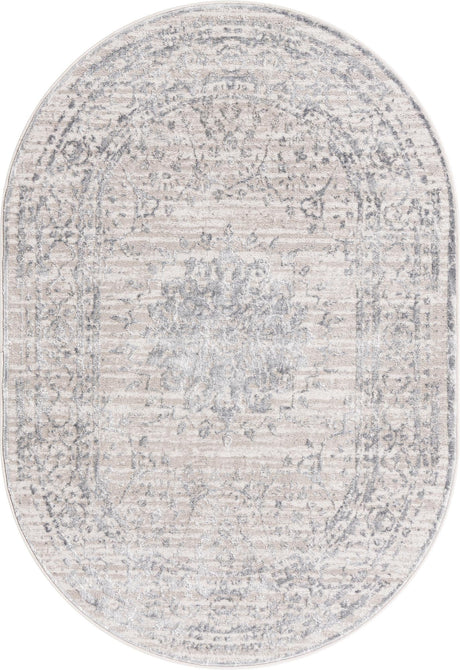 Gray 4' x 6' Aberdeen Oval Area Rug 60% Polypropylene & 40% Polyester Living Dining Office Room Carpet for Sale at Rug Engine