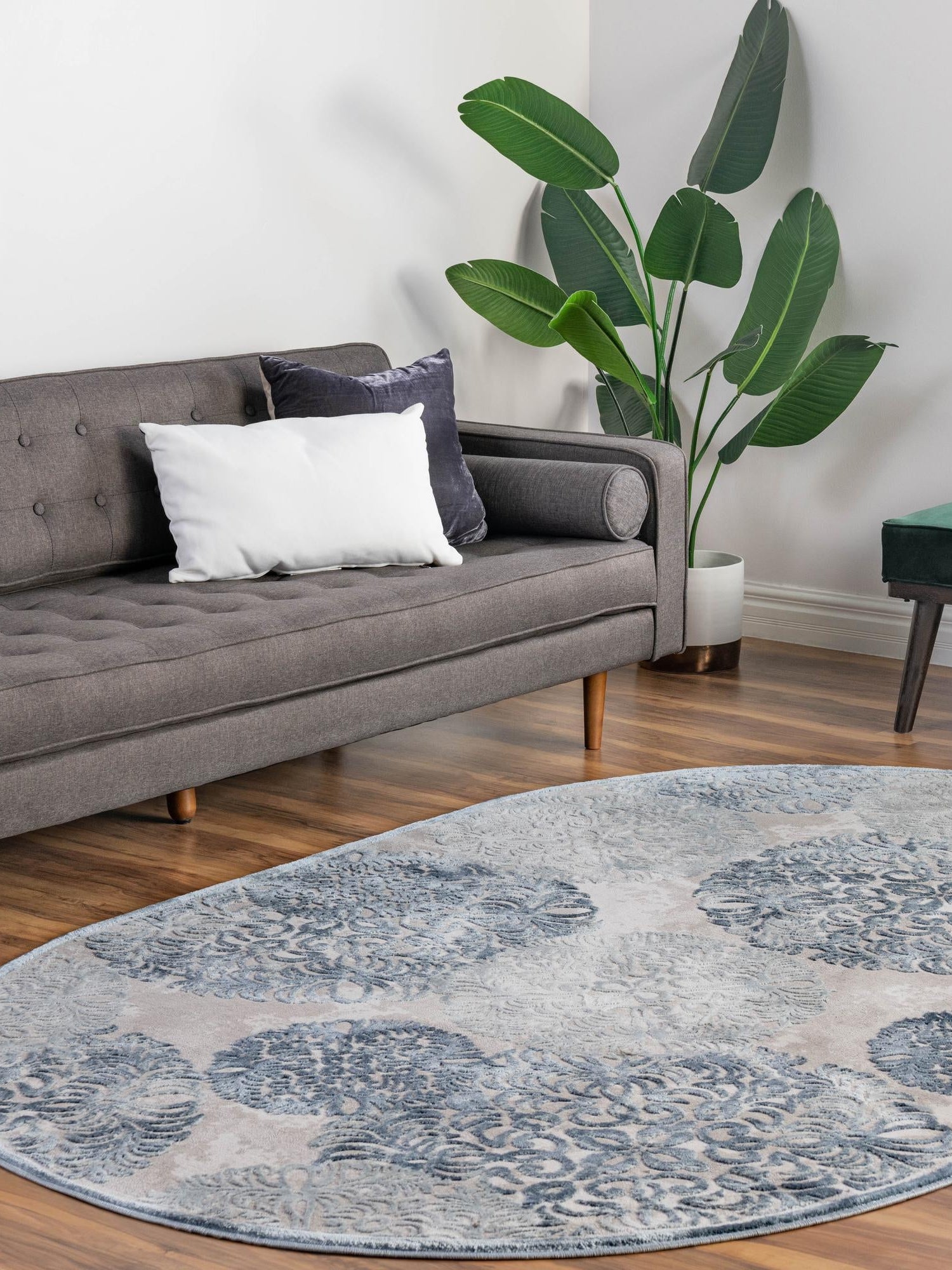 Blue 4' x 6' Aberdeen Oval Area Rug 60% Polypropylene & 40% Polyester Living Dining Office Room Carpet for Sale at Rug Engine