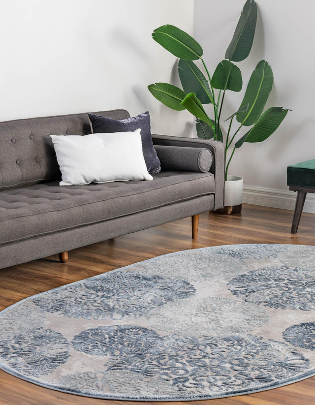 Blue 4' x 6' Aberdeen Oval Area Rug 60% Polypropylene & 40% Polyester Living Dining Office Room Carpet for Sale at Rug Engine