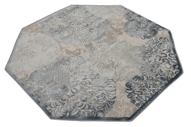 Blue 4' x 4' Aberdeen Octagon Area Rug 60% Polypropylene & 40% Polyester Living Dining Office Room Carpet for Sale at Rug Engine