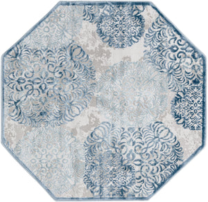 Blue 4' x 4' Aberdeen Octagon Area Rug 60% Polypropylene & 40% Polyester Living Dining Office Room Carpet for Sale at Rug Engine