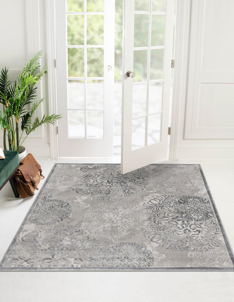Gray 5' 3 x 5' 3 Aberdeen Square Area Rug 60% Polypropylene & 40% Polyester Living Dining Office Room Carpet for Sale at Rug Engine