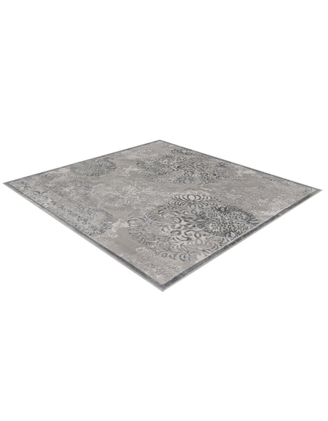 Gray 5' 3 x 5' 3 Aberdeen Square Area Rug 60% Polypropylene & 40% Polyester Living Dining Office Room Carpet for Sale at Rug Engine