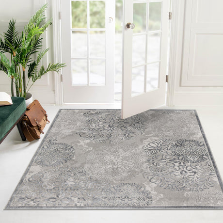 Gray 5' 3 x 5' 3 Aberdeen Square Area Rug 60% Polypropylene & 40% Polyester Living Dining Office Room Carpet for Sale at Rug Engine