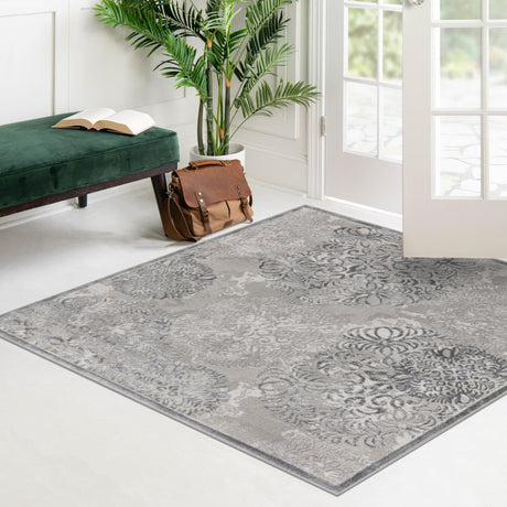 Gray 5' 3 x 5' 3 Aberdeen Square Area Rug 60% Polypropylene & 40% Polyester Living Dining Office Room Carpet for Sale at Rug Engine