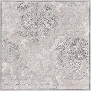 Gray 5' 3 x 5' 3 Aberdeen Square Area Rug 60% Polypropylene & 40% Polyester Living Dining Office Room Carpet for Sale at Rug Engine