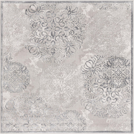 Gray 5' 3 x 5' 3 Aberdeen Square Area Rug 60% Polypropylene & 40% Polyester Living Dining Office Room Carpet for Sale at Rug Engine
